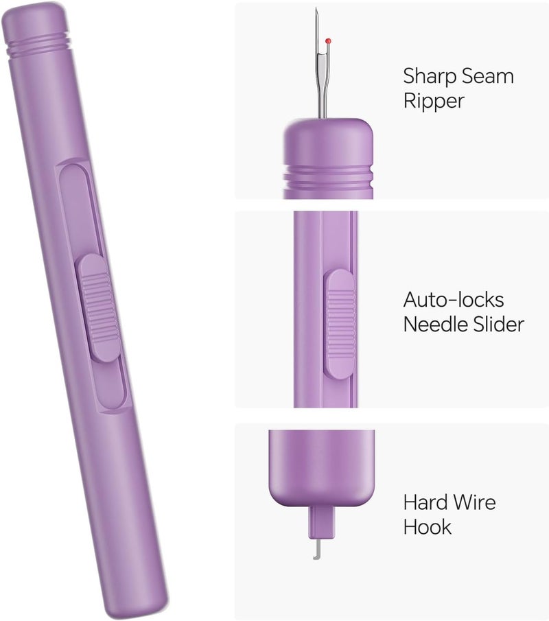 QinYj 2 in 1 Automatic Needle Threaders Seam Ripper Sewing Tools Family Life Sewing Tools Seam Rippers Telescopic Safety Threading Device - Image 2